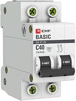 Выключатель автоматический EKF Basic ВА47-29 2п 40А C 4.5кА картинка